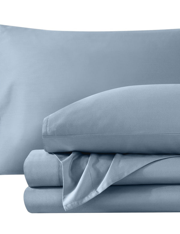 Sateen sheet set folded and stacked neatly
