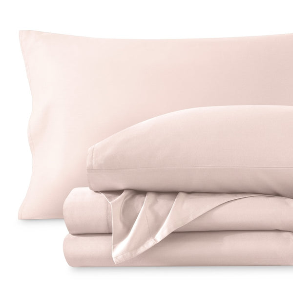 Sateen sheet set folded and stacked neatly