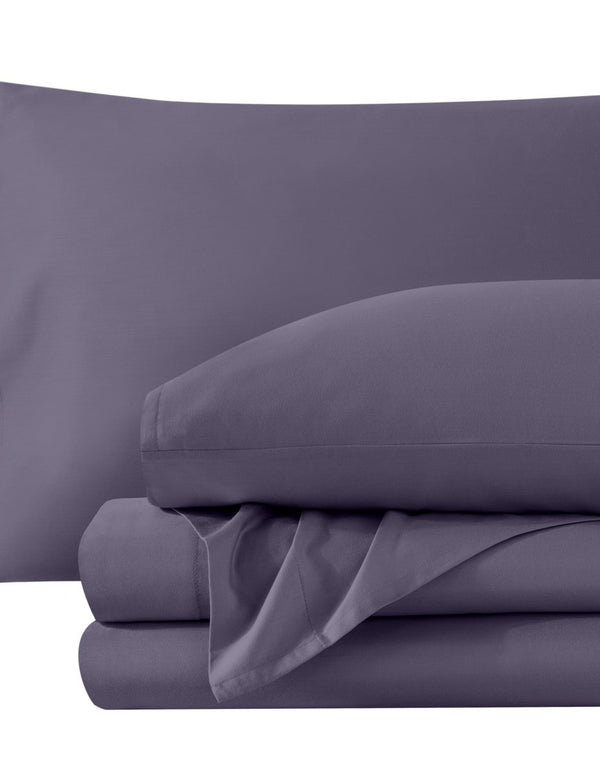 Sateen sheet set folded and stacked neatly