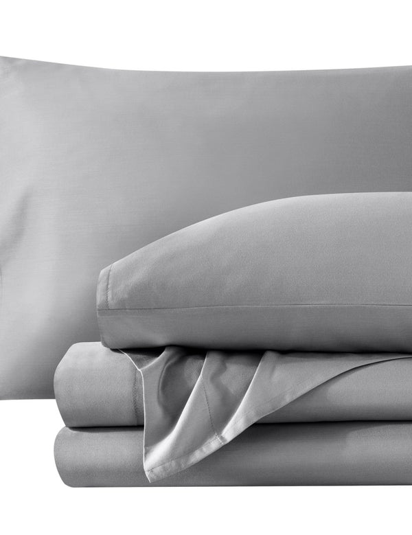 Sateen sheet set folded and stacked neatly