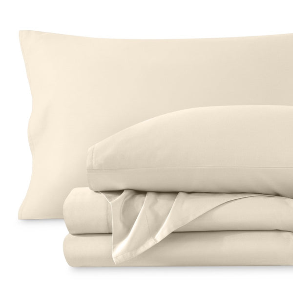 Sateen sheet set folded and stacked neatly