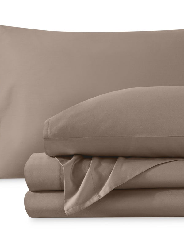 Sateen sheet set folded and stacked neatly
