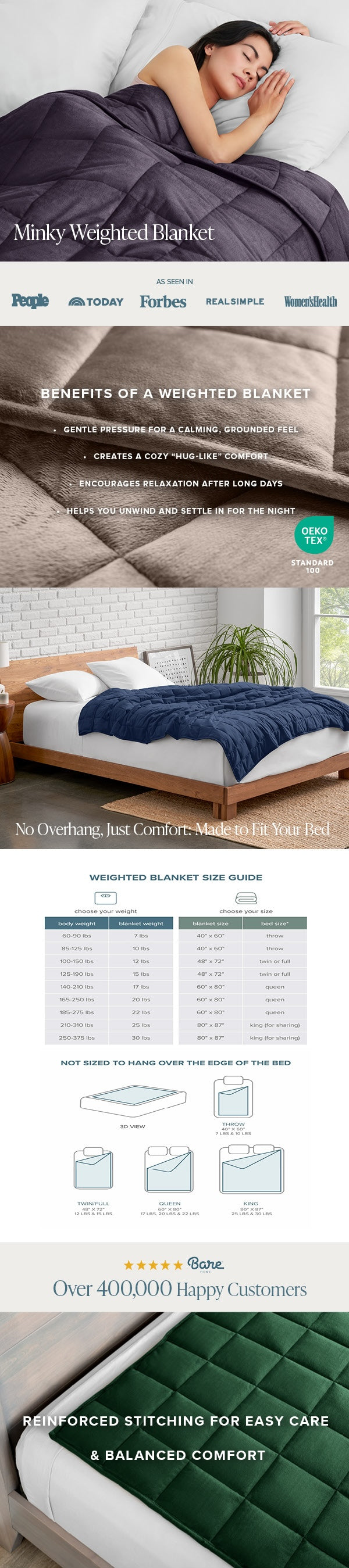 Website page for a mattress brand with images of mattresses and a sleeping person.
