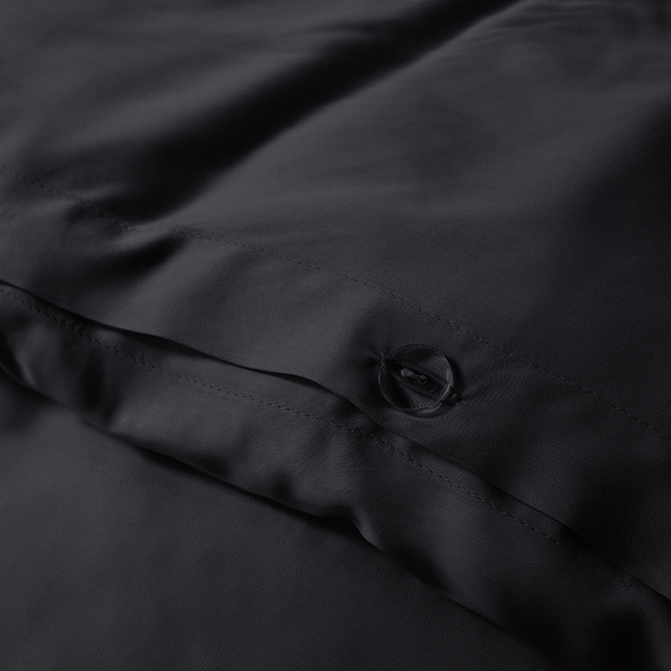 Close-up of black bamboo duvet fabric