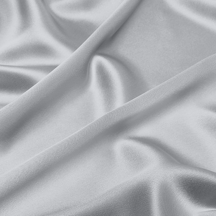 Close-up of gray satin fabric