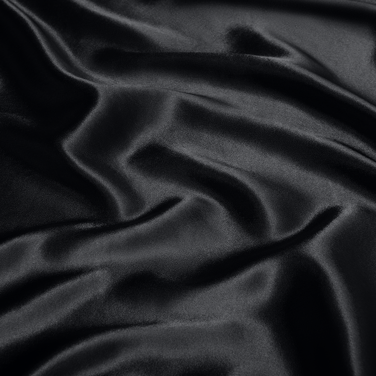 Close-up of black satin fabric