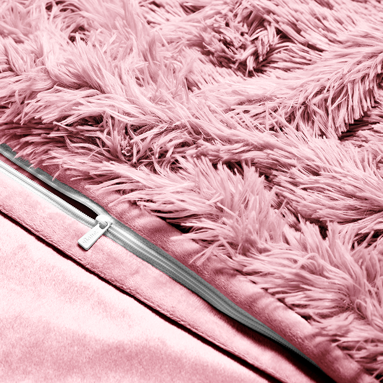 Closeup of pink Shaggy Duvet Cover fabric texture
