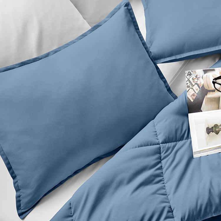 Bed with blue Ultra Soft Pillow Sham Set