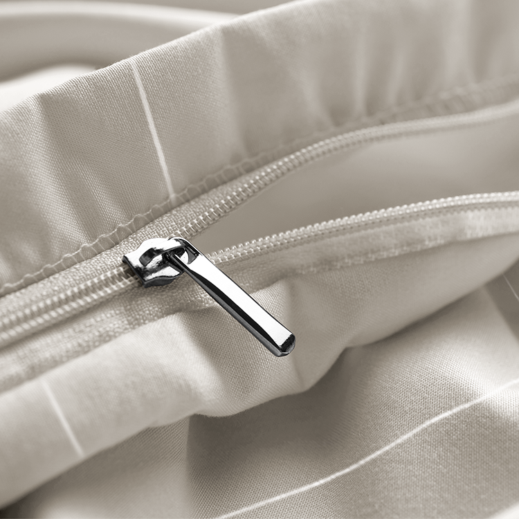Closeup of light gray Ultra Soft Prints Duvet Cover Set fabric with button closure
