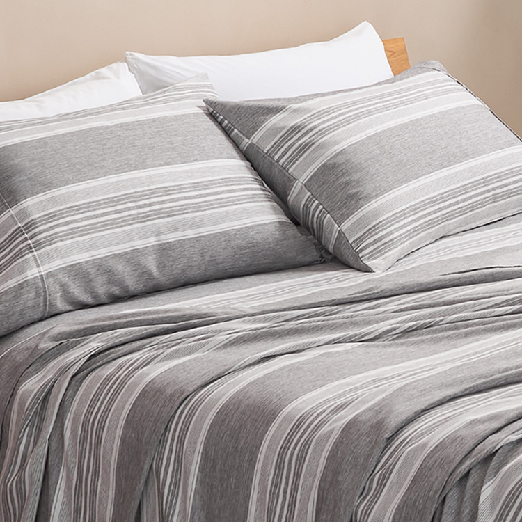 Bed with gray striped Ultra Soft Prints Sheet Set