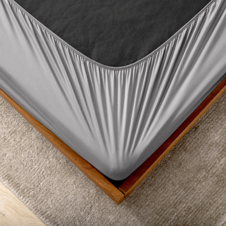 Close-up of dark gray box spring cover fabric