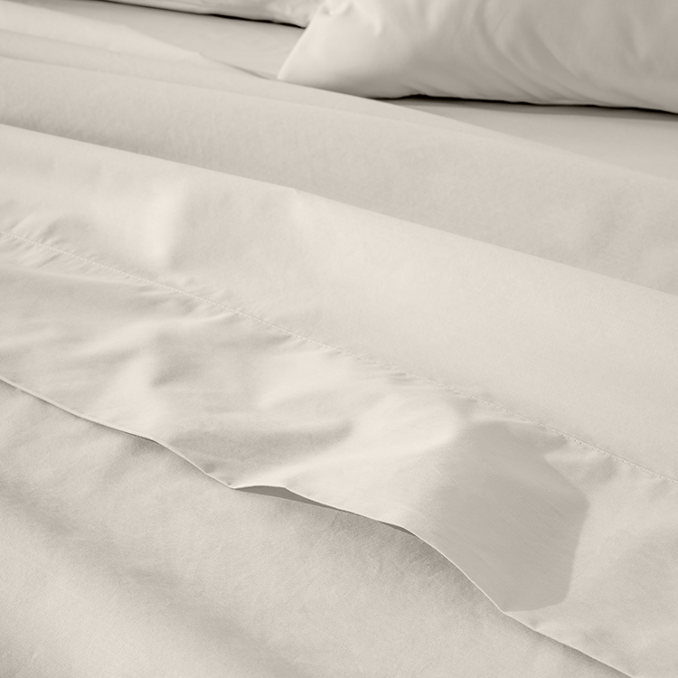 Closeup of black Organic Cotton Percale Sheet Set fabric