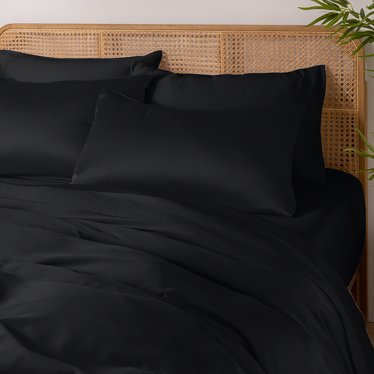 Close-up of black bamboo fabric texture