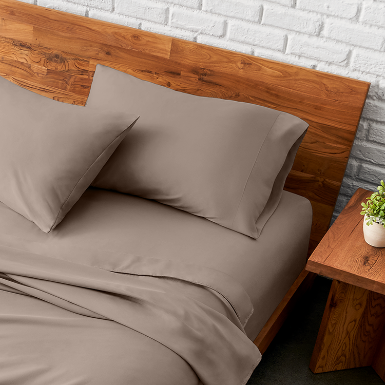 Stack of pillows with taupe Ultra Soft Envelope Pillowcase Set