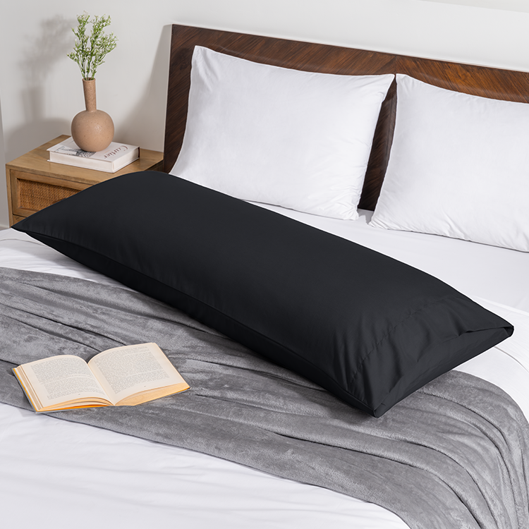 Bed with black Ultra Soft Body Pillowcase
