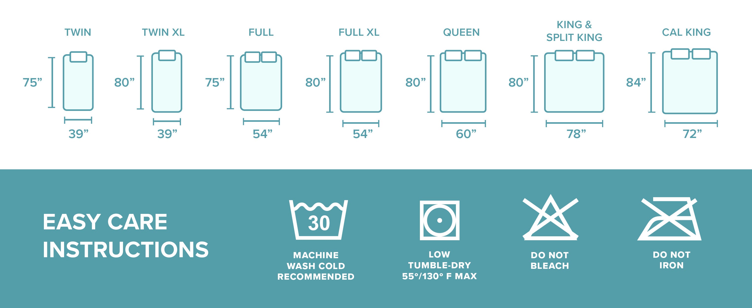 mattress pad sizing illustraion