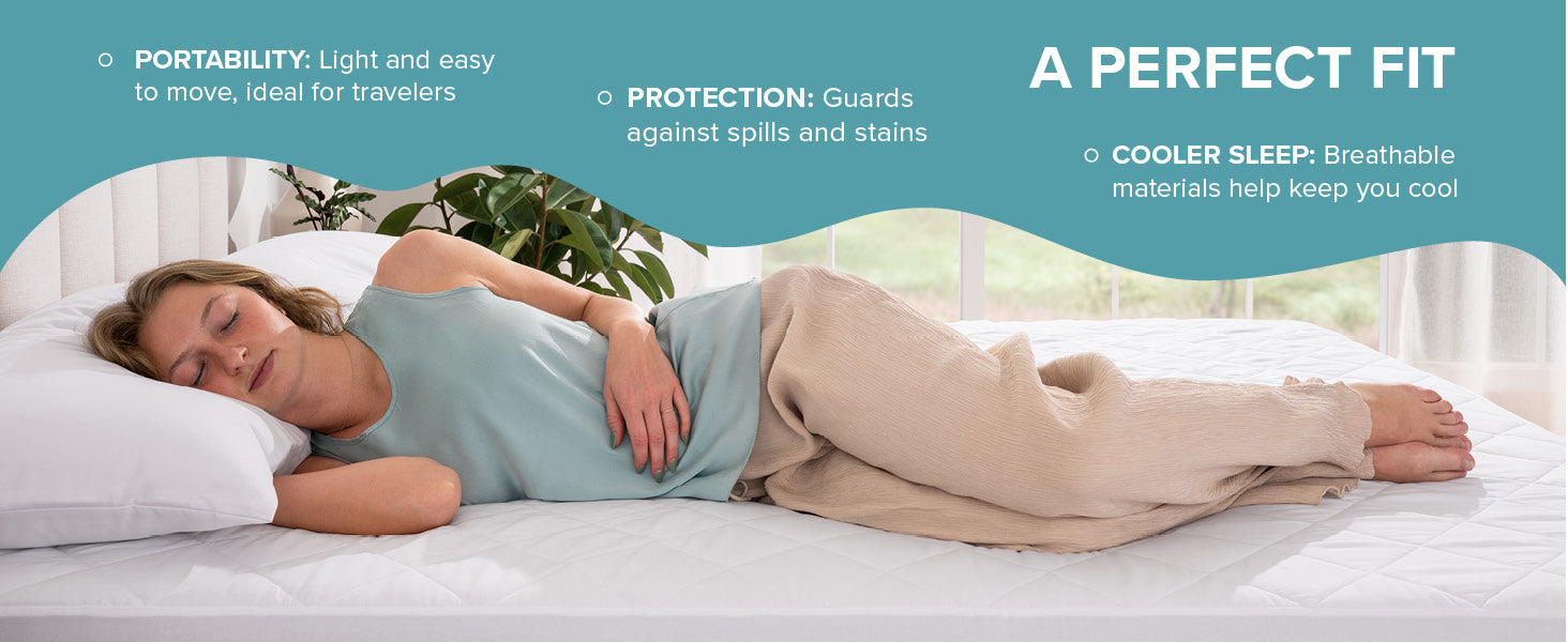 lady laying on a Quilted Mattress Pad