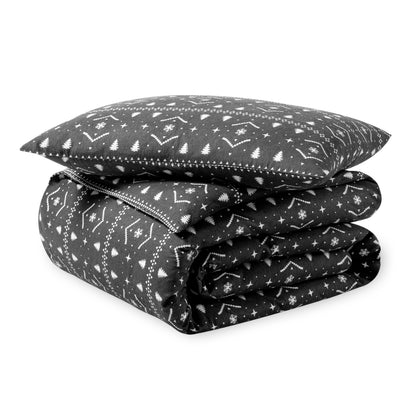 A folded flannel duvet cover set