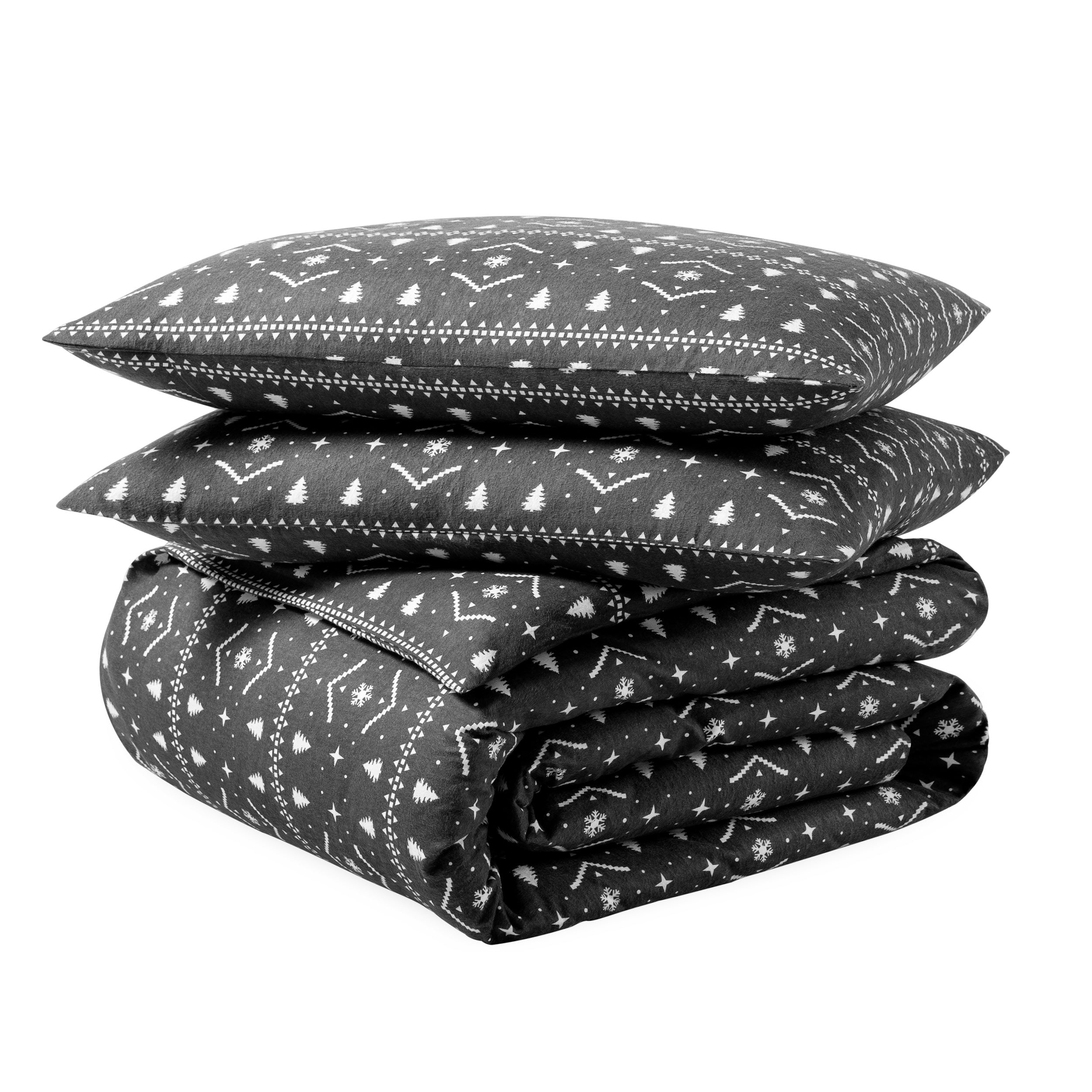 A folded flannel duvet cover set