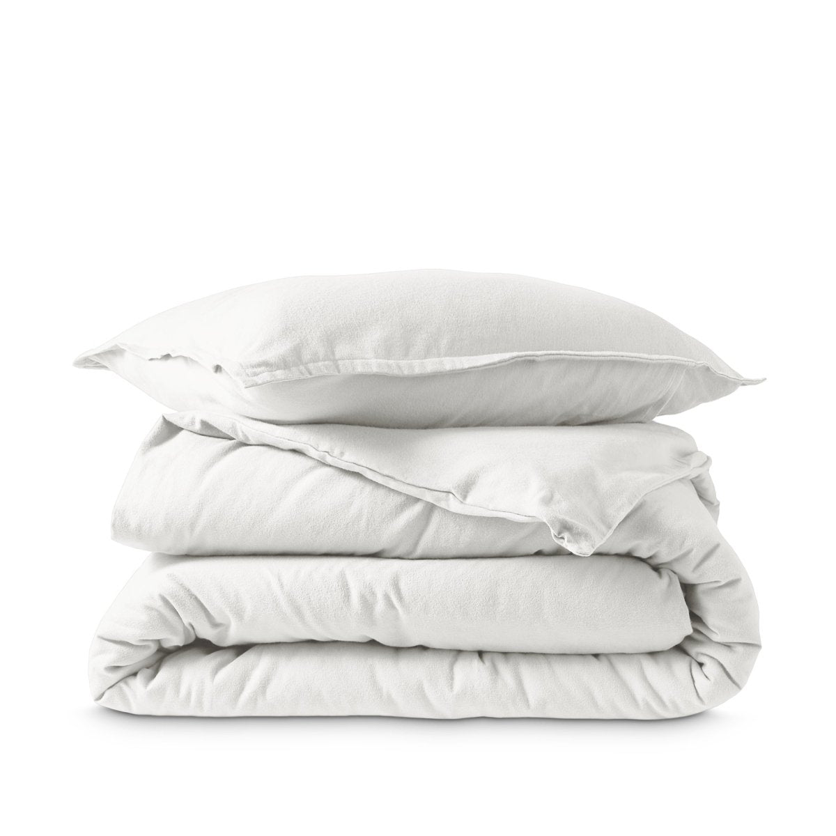 Flannel duvet set folded and stacked