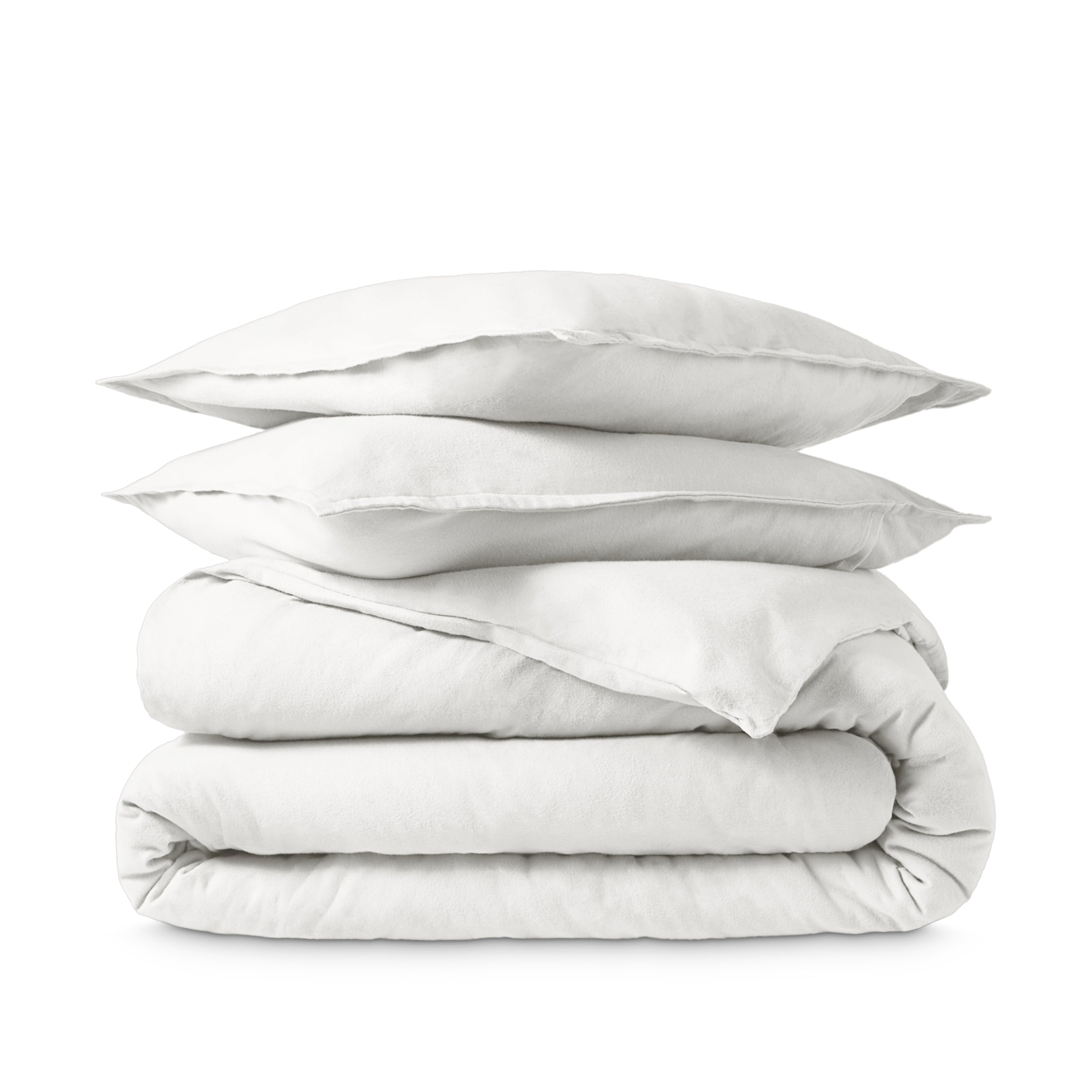 Flannel duvet set folded and stacked