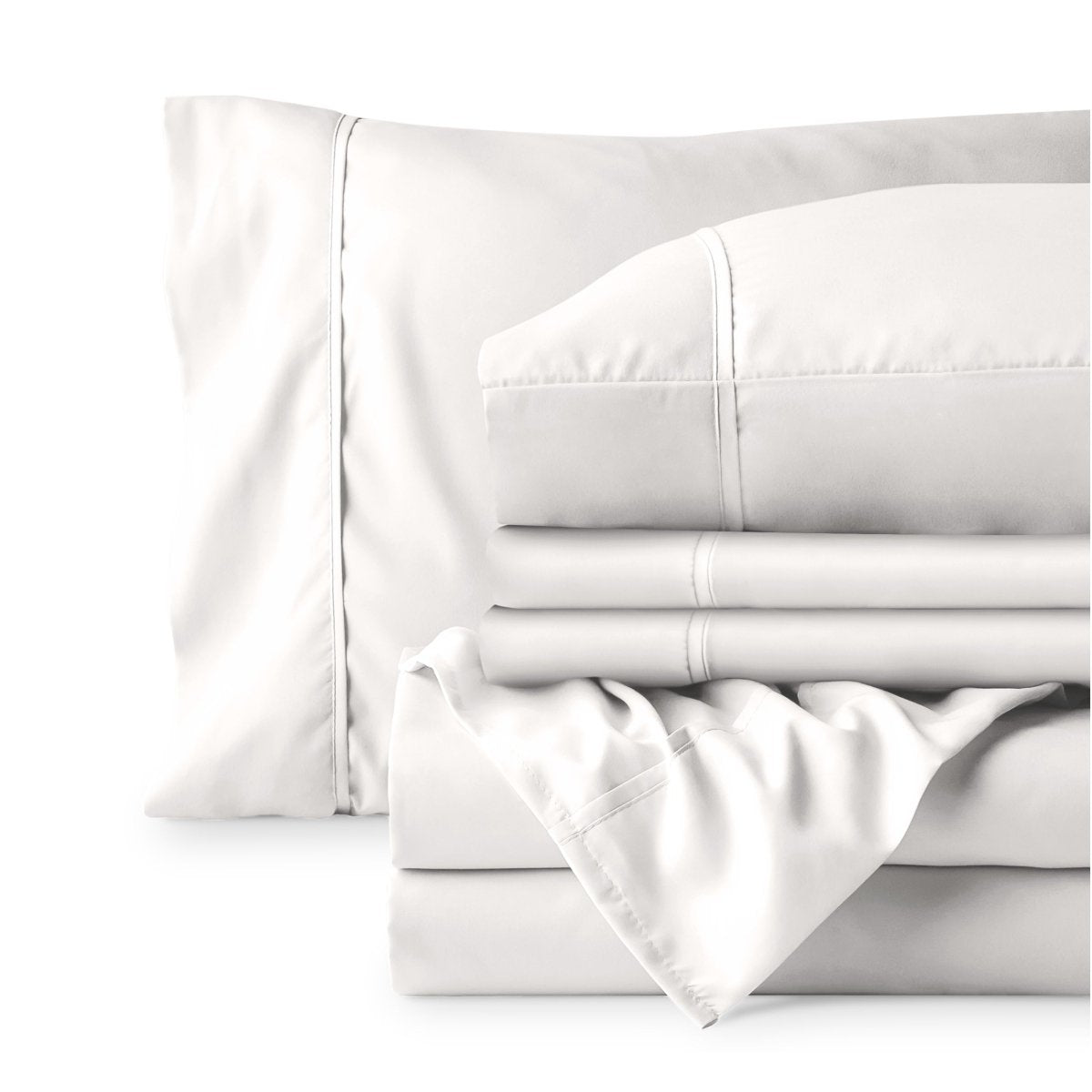 Sheet set folded on a white background