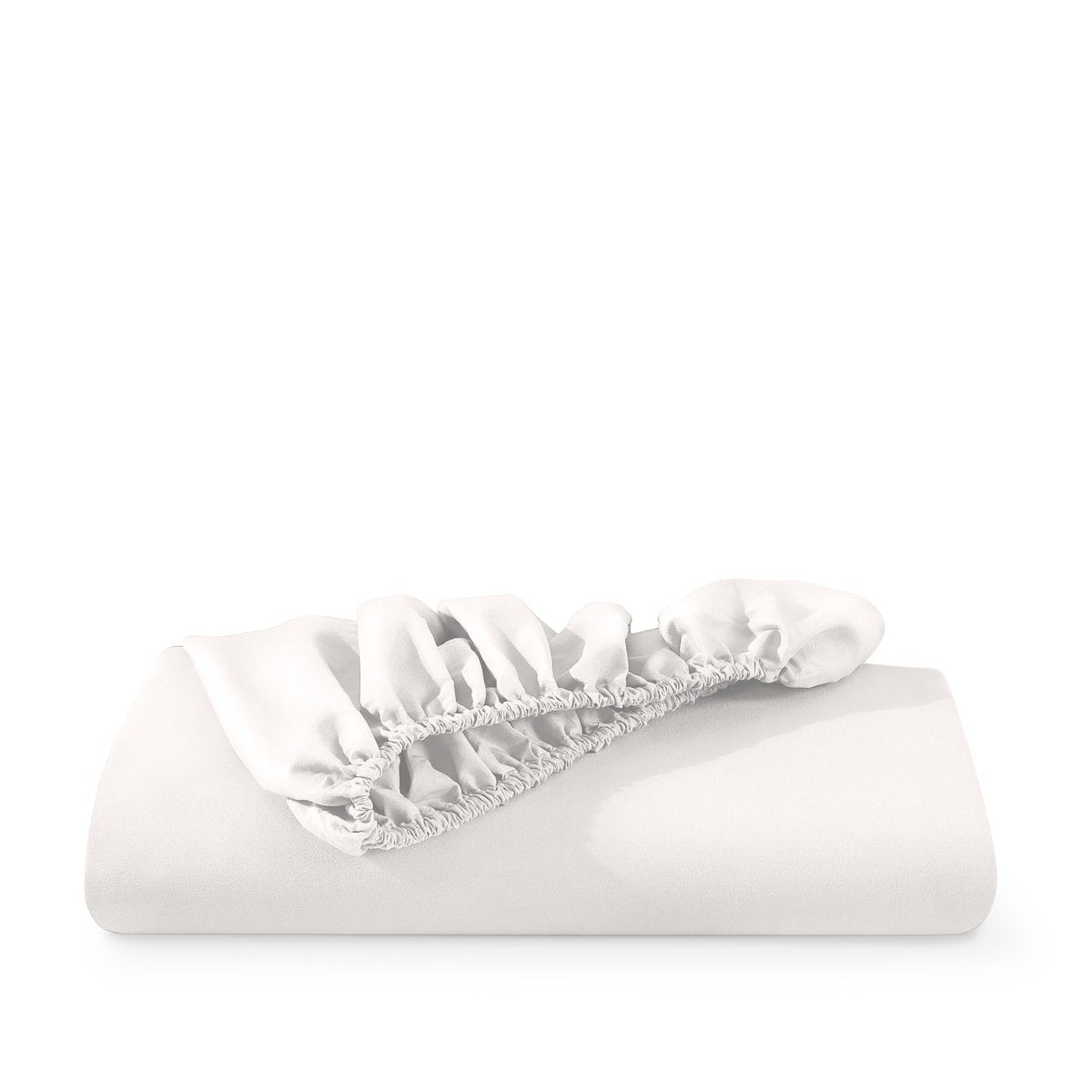 Microfiber fitted sheet folded with a white background
