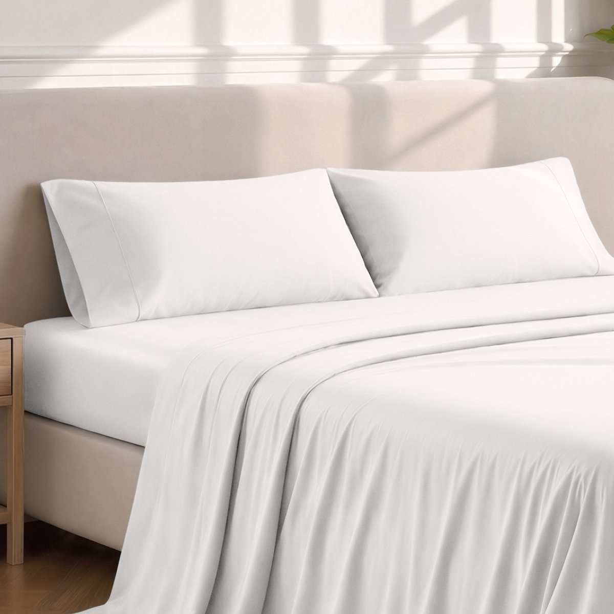 Matching sheets and pillowcases on a bed