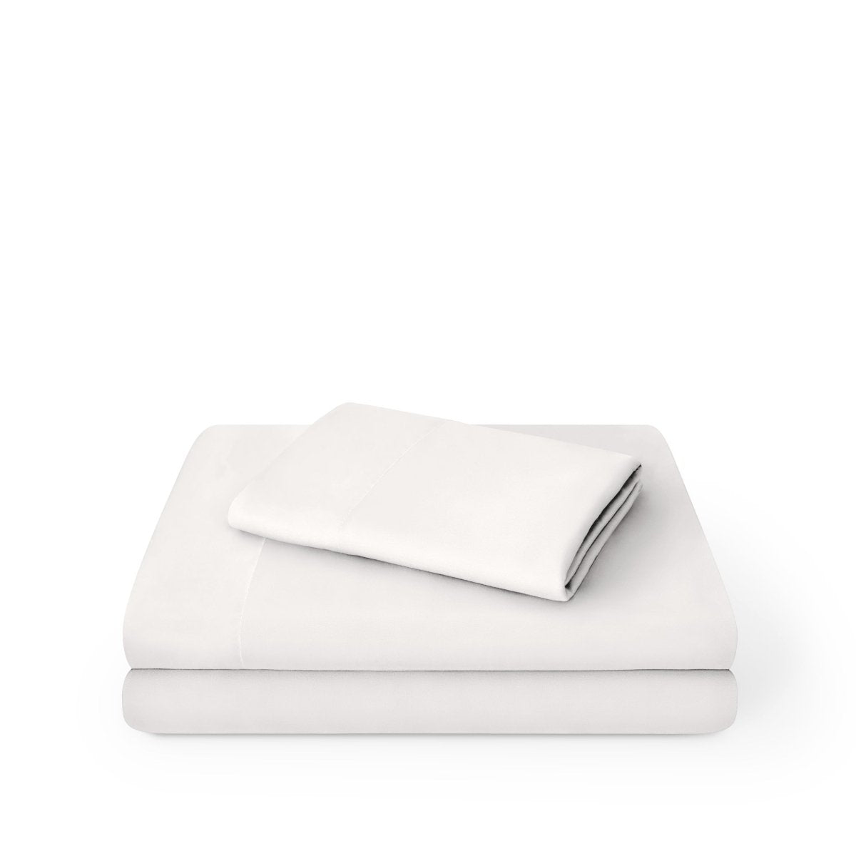 Microfiber sheet set folded and stacked on a white background