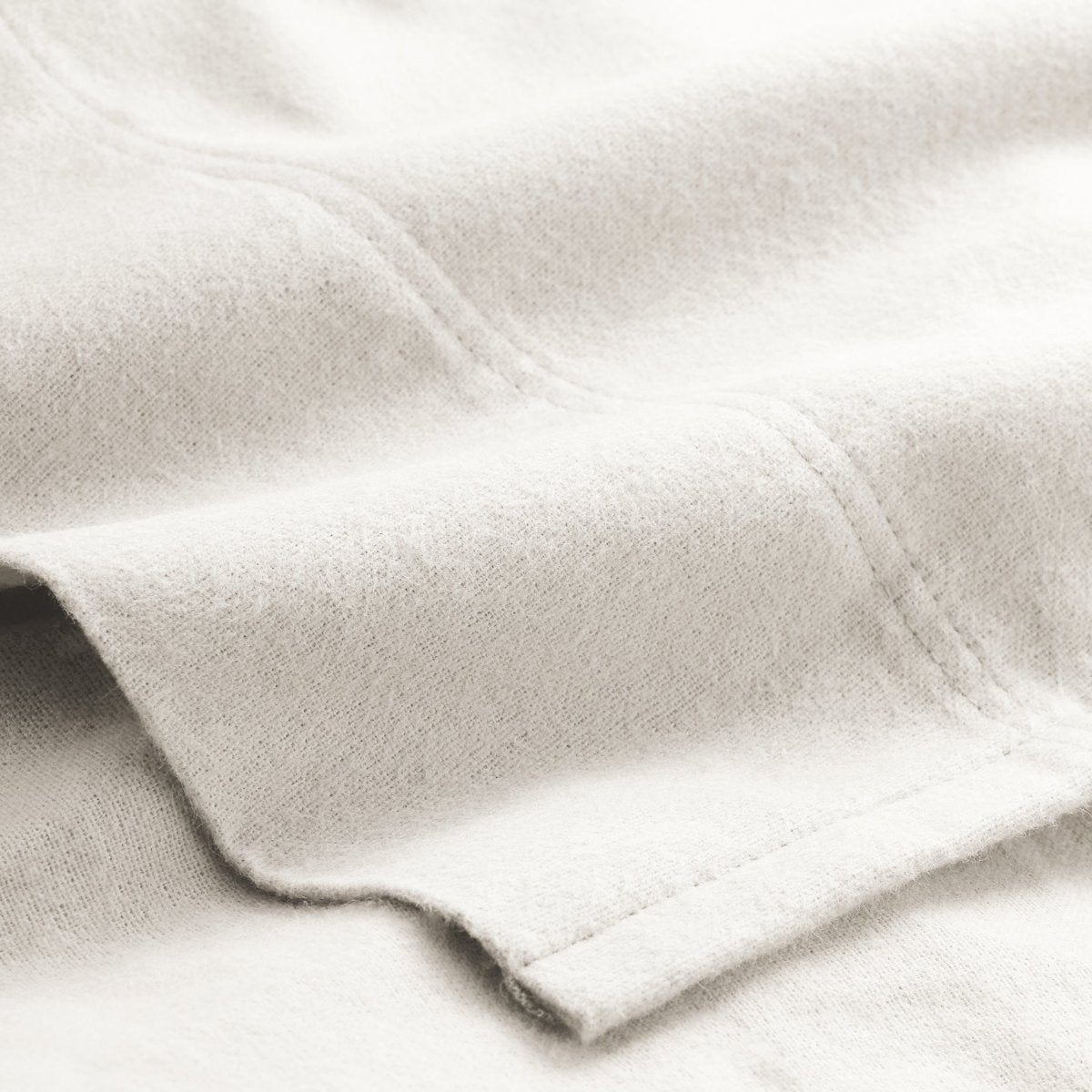 Close-up of organic flannel top sheet