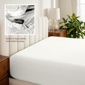 Sewn-in tag makes bed-making easy.