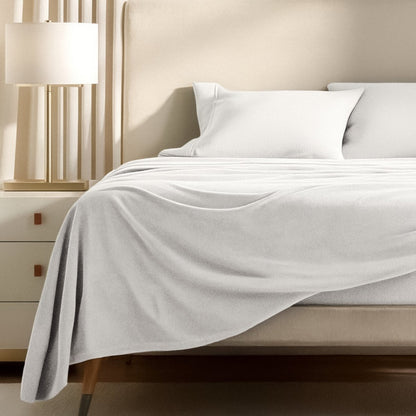 Polar fleece sheets on a bed
