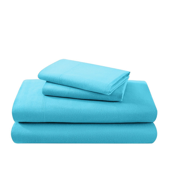 Flannel sheet set folded and stacked