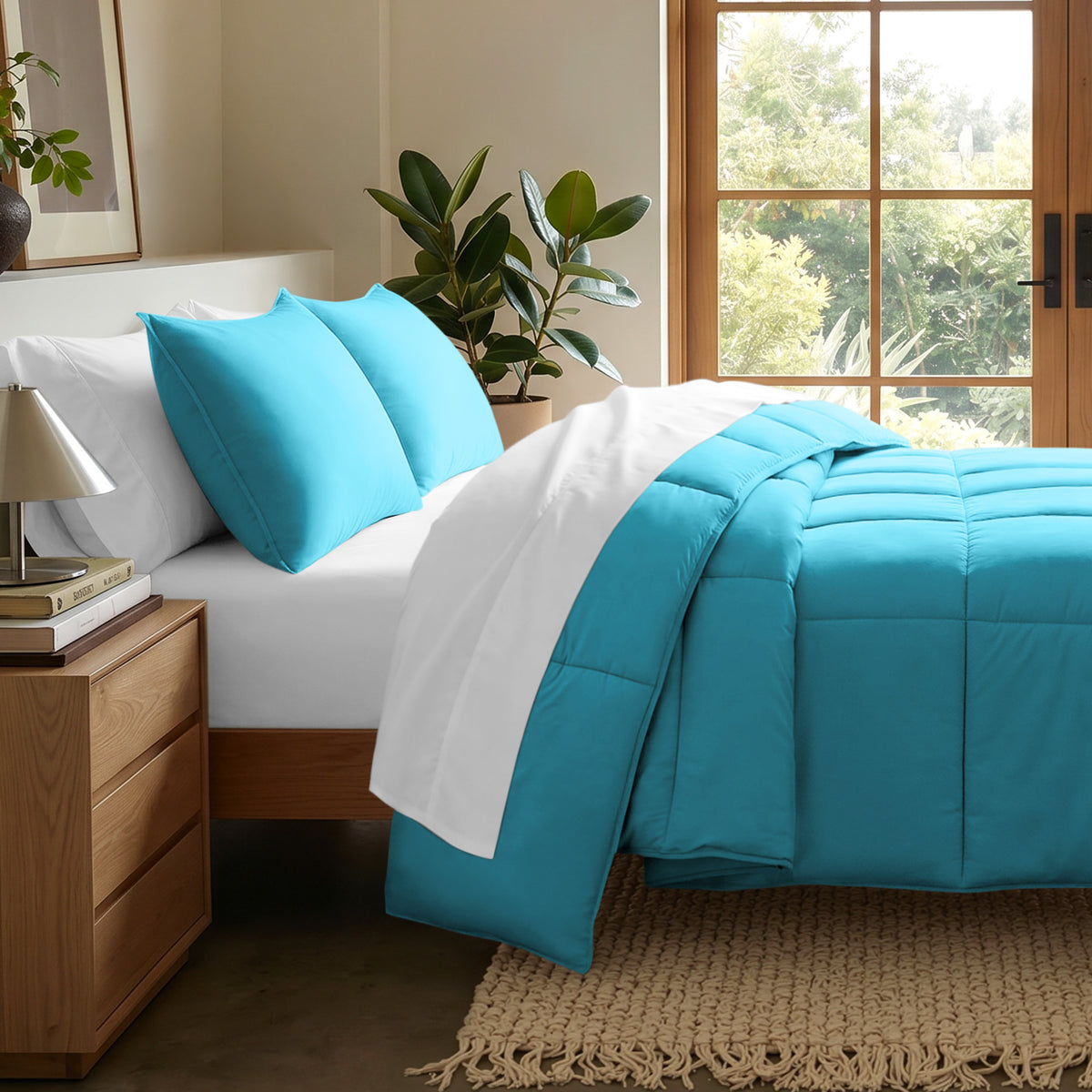 Microfiber comforter set on a bed