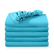 5 ultra soft fitted sheets folded and stacked