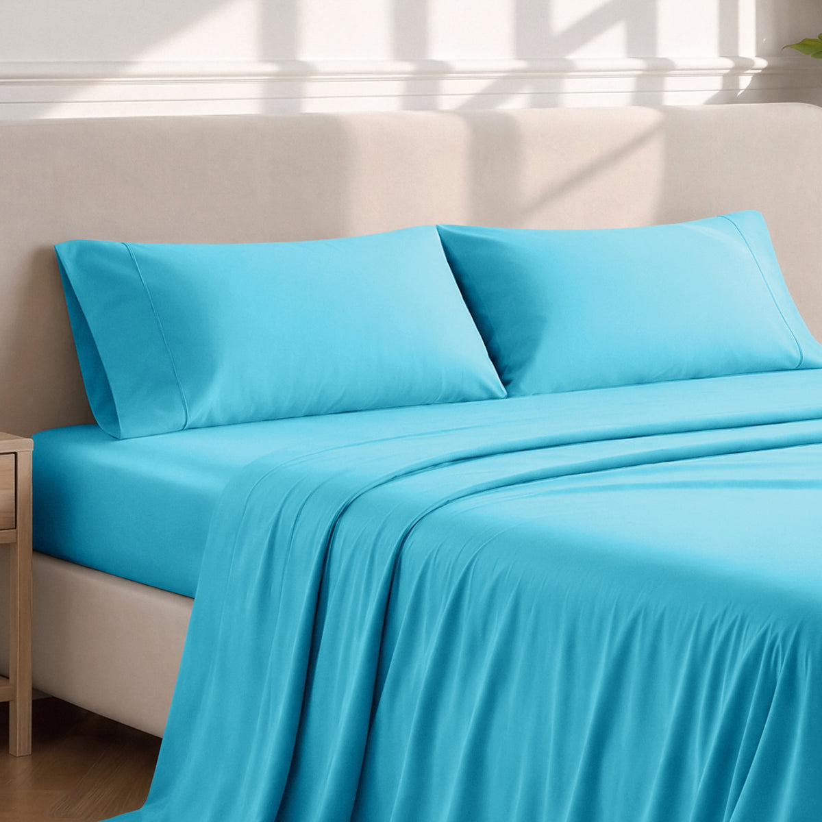 Matching sheets and pillowcases on a bed
