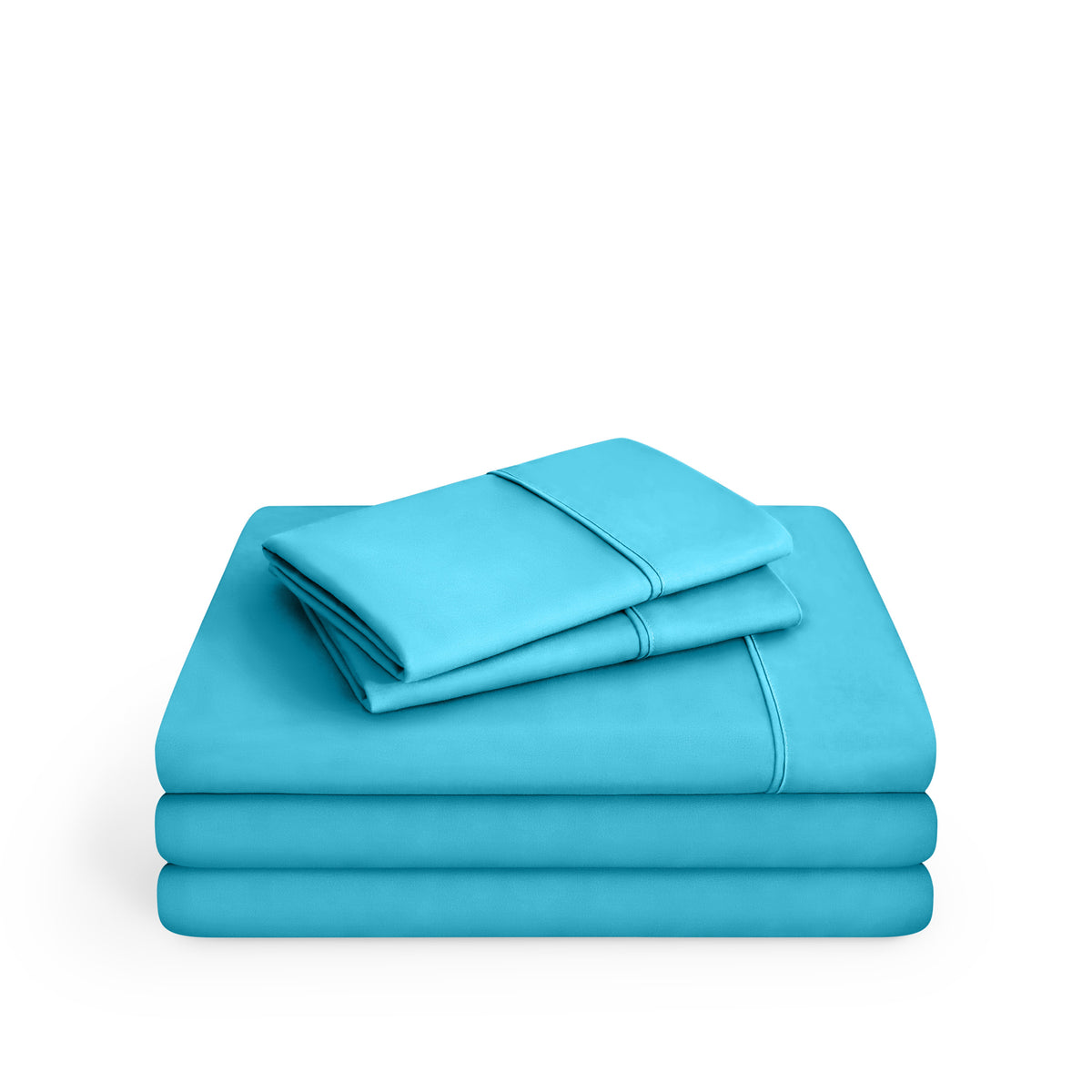 Microfiber sheet set folded and stacked