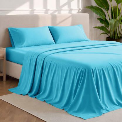 Microfiber sheets and pillowcases in a bedroom stetting