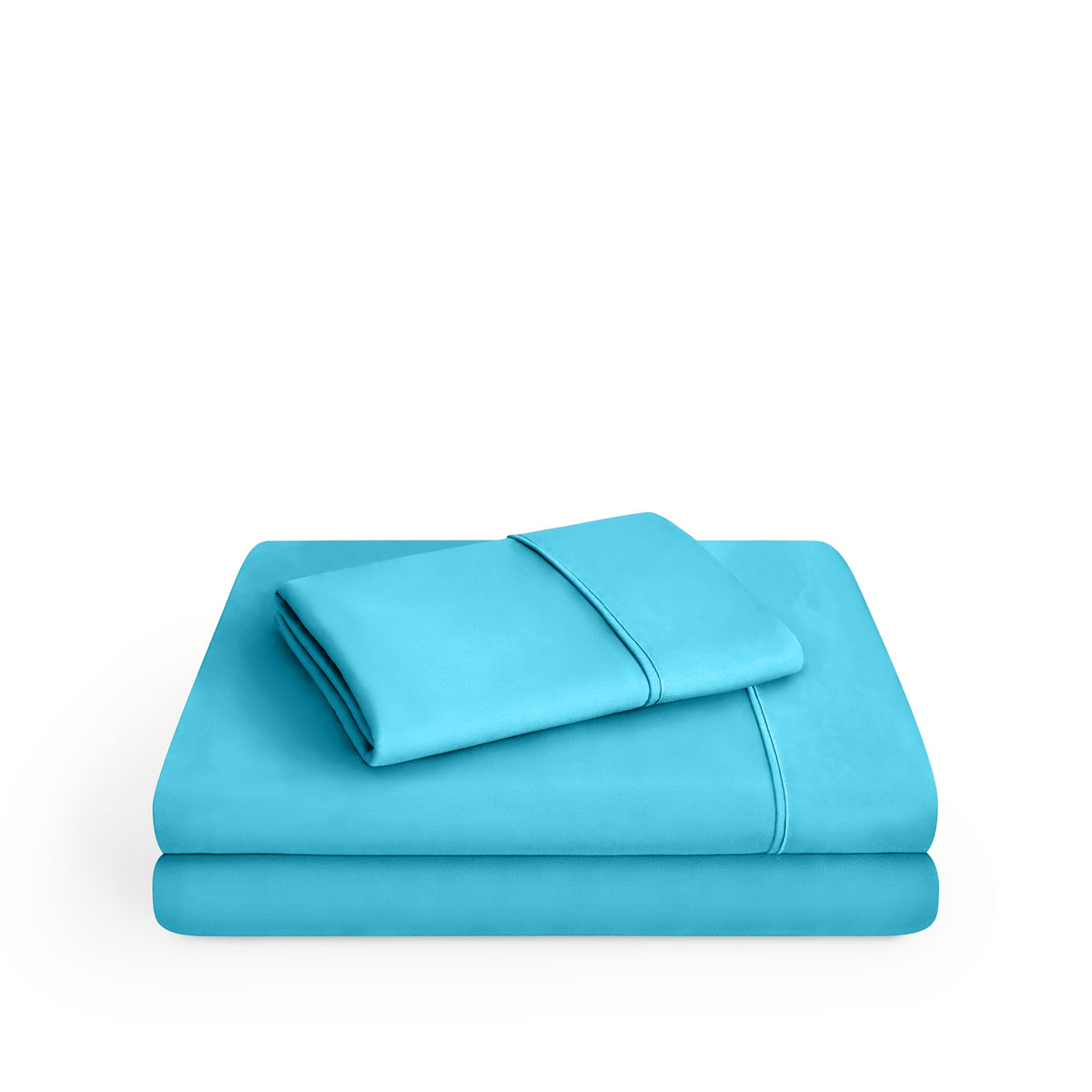 Microfiber sheet set folded and stacked