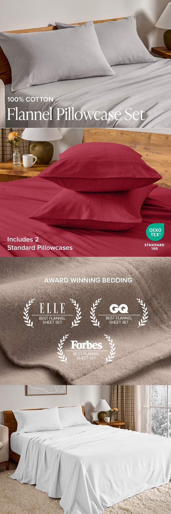 Cotton Flannel Pillowcase Set EBC Mobile