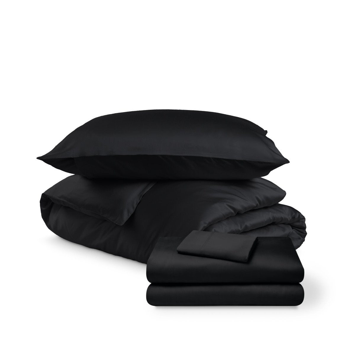 Bedding set including duvet set and sheet set on a white background
