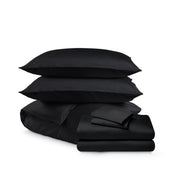 Bedding set including duvet set and sheet set on a white background