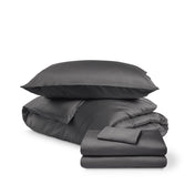 Bedding set including duvet set and sheet set on a white background