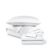 Bedding set including duvet set and sheet set on a white background