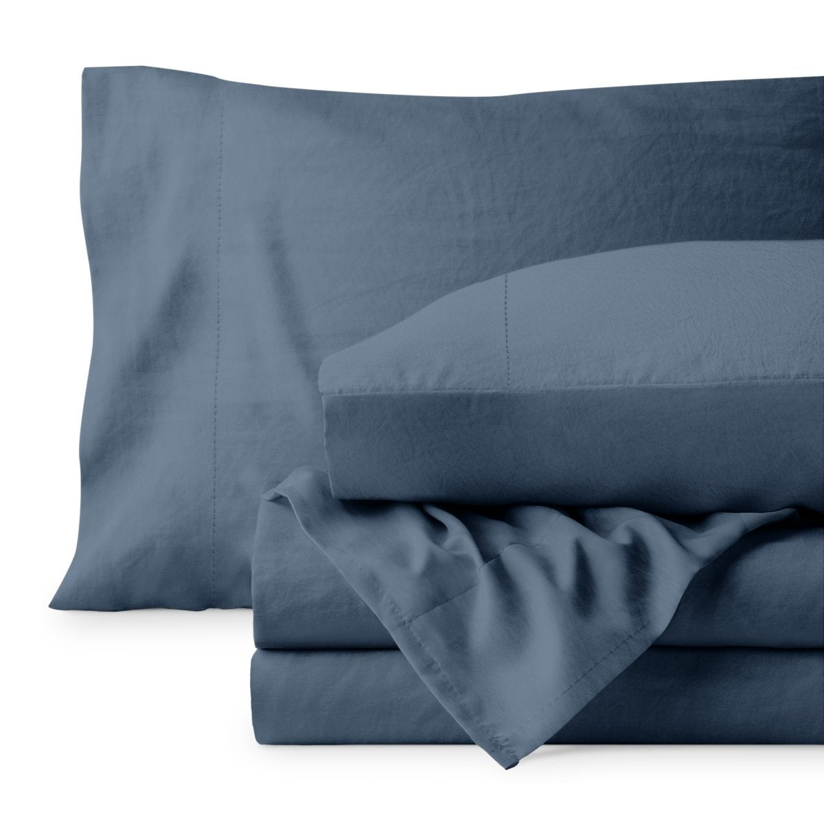 Washed sheet set folded and stacked