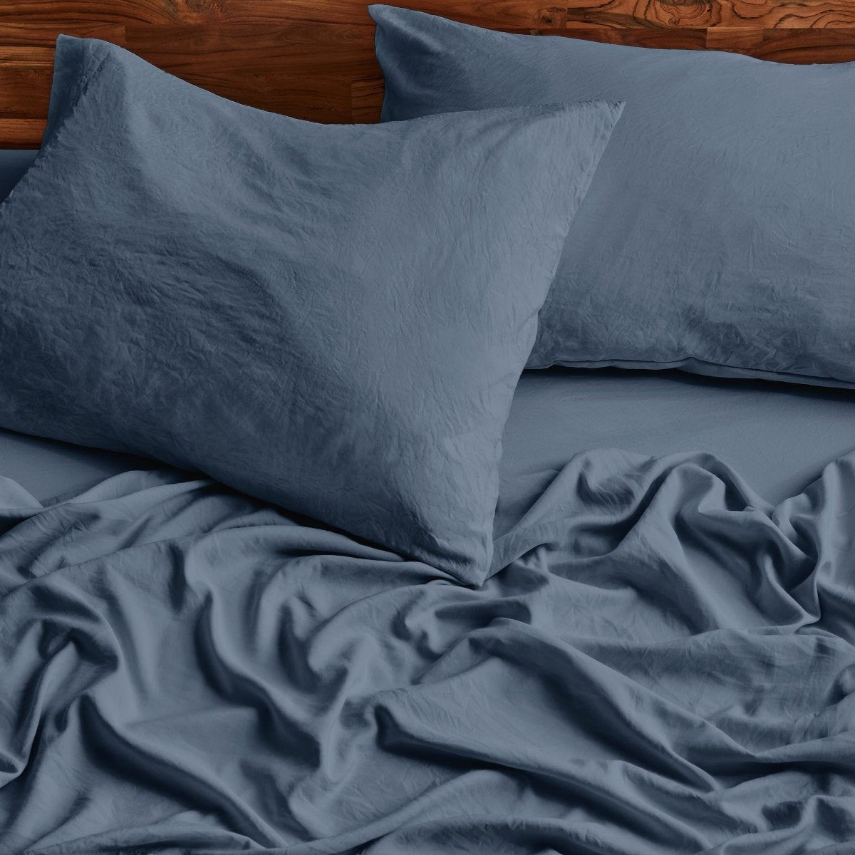 Close up of sheets and pillowcases on a bed