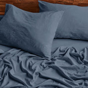 Close up of sheets and pillowcases on a bed