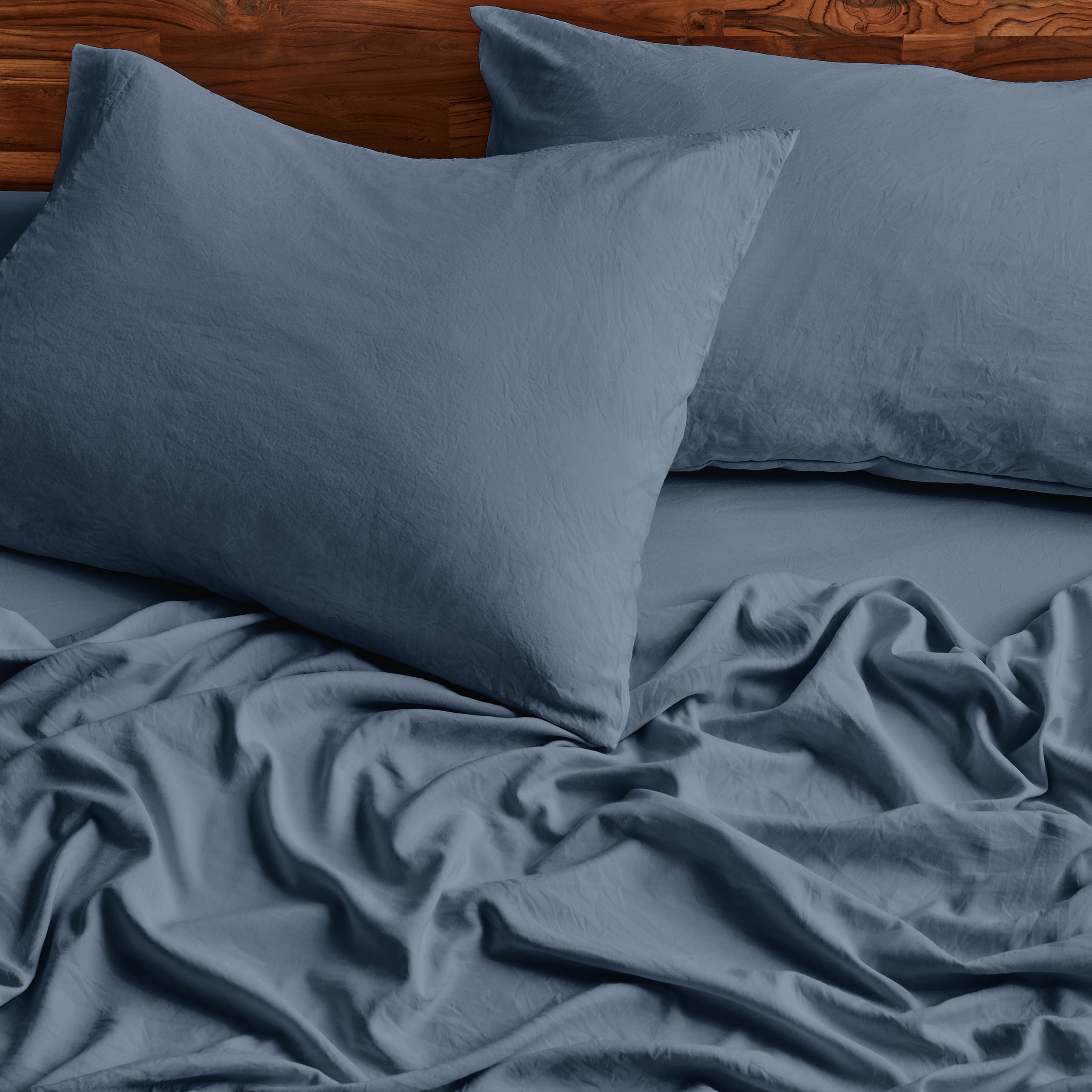Close-up of sheets and pillowcases on a bed