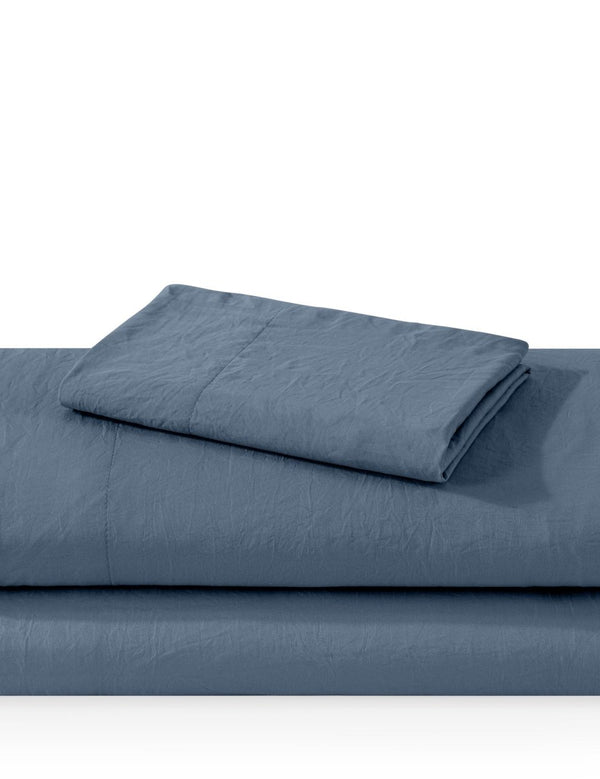 Washed sheet set folded and stacked