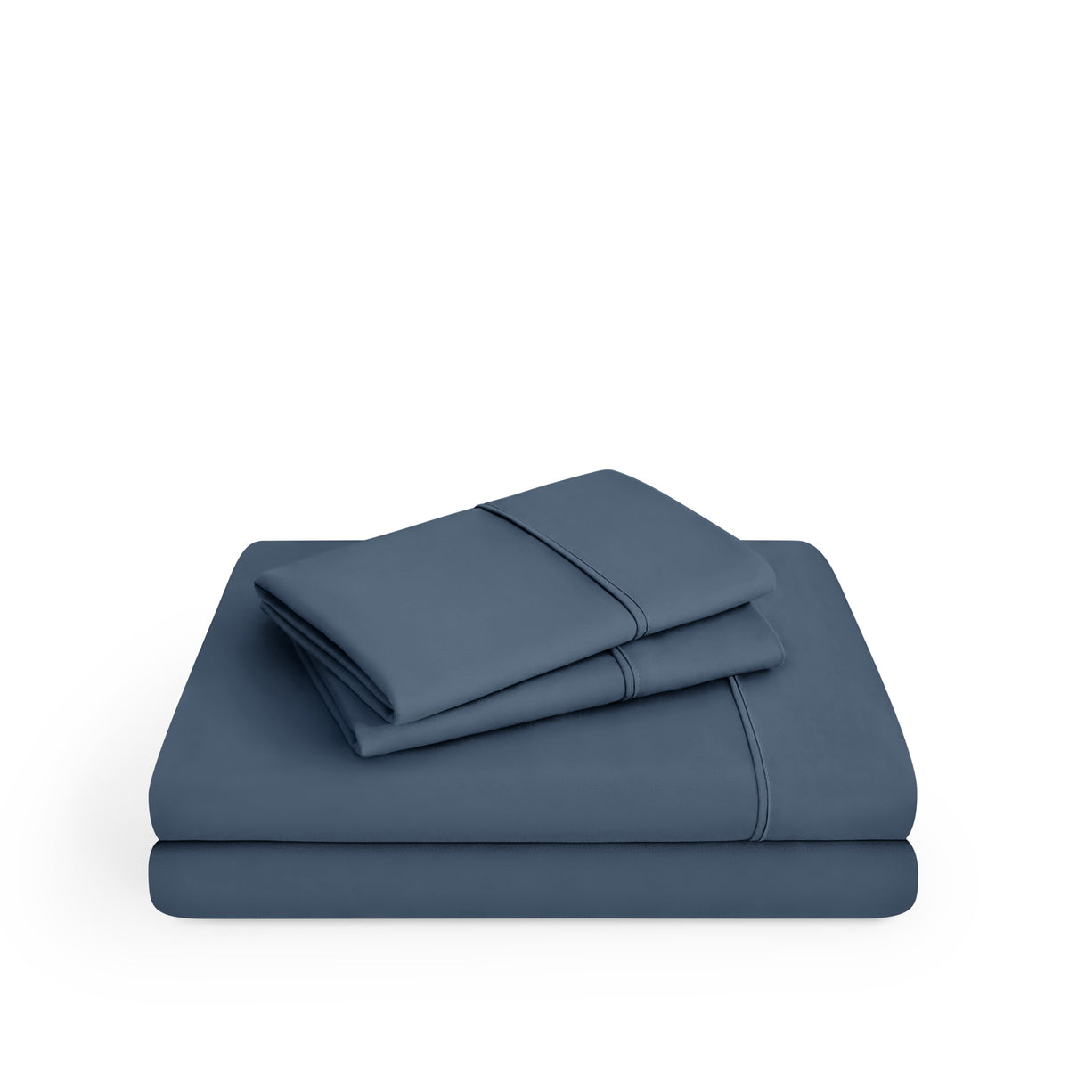Microfiber sheet set folded and stacked